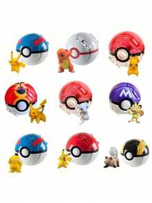 1Set/2PCS 1 Pokeball+1 Pokemon Model Toys,Pokemon Surprise Flipping Pet Ball,Fun Collectible Toy,Perfect For Birthday Gifts,Party Favors
