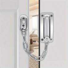 1pc Metal Security Chain Lock, Suitable For Hotel/Exhibition Cabinet Safety Doors, Screw-On Anti-Theft Chain, Silver Finish - Multicolor - View 3