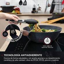 &Cookify Bateria de Cocina con Antiadherente Cerámico Set 11 Pzas - Juego de Sartenes Wok Ollas Cacerolas y Utensilios 100% Libre de PFOA Mármol Negro - Multicolor - Ver 4
