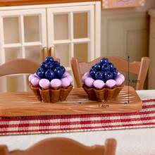 Assorted Miniature Realistic Cream Cake, Cake Tart, Blueberry Tart, Raspberry Tart, Dollhouse Dessert Decor Toys, Micro Food, Cream Gel, DIY Fridge Stickers, Materials & Accessories, Random Style - Purple - View 12