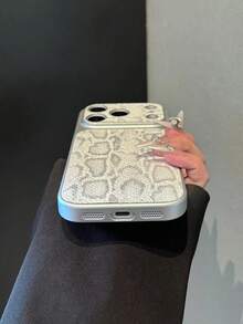 1pc Silver Leopard Faux Leather Electroplated Silver Phone Case Compatible With Apple Xs/Xsmax/Xr/11/12/13/14/14plus/15/15plus/16Pro/16Promax/17Promax Series, Anti-Drop Shock-Proof, Camera Protection, Holiday Gift, Suitable For Men And Women Couples - Multicolor - View 5