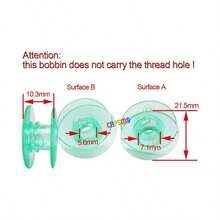 CKPSMS Marca - 4123078 - 45 Bobinas verde claro Sin agujero de rosca compatible con Group 5 6 White 5811, 5823, 5839, 7700, 9800 Home COSTURA pack of 10 - inicial - Ver 3