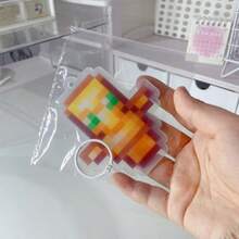 1pc New Arrival 10cm Pixel Style Acrylic Pendant, Creative Cubic Figure Keychain (Random Color), Birthday/Christmas/Easter/Valentine's Day/Perfect Gift - Multicolor - View 8
