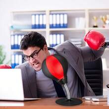 Heavy Duty Desktop Punching Bag - Suction Cup Mounted On Desk, Office Boxing/Kickboxing Bag, Portable Boxing Mat - Compatible With Wall/Ceiling - Black and Red - View 4