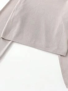 Casual Loose Fit Short Sleeve Knit Sweater, Spring/Autumn - Beige - View 4