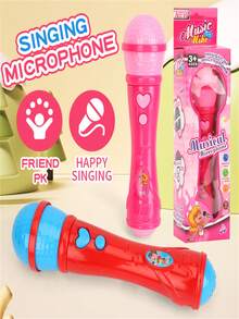 1 pieza Micrófono de karaoke para niños, micrófono de canto de plástico realista para educación temprana, instrumento musical interactivo para cultivar el sentido de la música (baterías no incluidas) - Multicolor - Ver 1