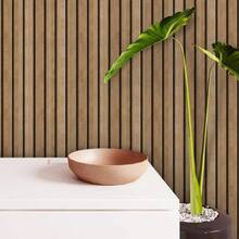Adhesive Wallpaper With Ribbed Natural Wood Pattern, Medium Strips - Multicolored 19 - View 5