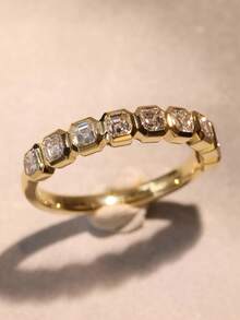 1 pièce Bague de luxe en zirconium cubique, bijou de mariage, de fiançailles et de fête pour femmes, cadeau de la Saint-Valentin - 3# - Voir 19