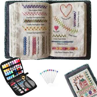 DIY Embroidery Stitch Guide Book, Containing Over 86 Patterns, Tools And Thread Sets, Comprehensive Sewing Manual Suitable For Beginners And Enthusiasts, Portable And Easy To Carry