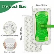 4 Pack Reusable Mop Pads Compatible With Sweeper Mop, Wet Pads Refill Dry Sweeping Cloths, Chenille Microfiber Refill Pads Wood Floor Cleaning, Washable Wet Mopping Cloths, Green Gray - 綠色和灰色 + 4 件裝掃地機用彈性墊(2 個綠色和 2 個灰色) - 查看 3
