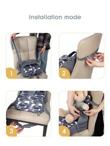 Durable Booster Seat For Kitchen Chair With Spacious Storage Compartment, Foldable Portable Easy Go Travel Booster Seat With Straps, Universal Shoulder Bag & Storage Box For Babies And Toddlers - Holds Up To 50 Pounds, All Season Use - Multicolor - View 4