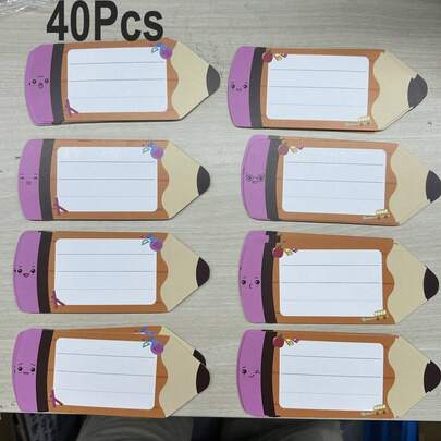 40pcs Office Supplies Labels: Labels, Plates, Storage Cabinet, Classroom Supplies (Pencil Style)