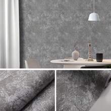 1 Roll Of Charcoal Grey Self-Adhesive Wallpaper, Minimalist Plain PVC Wallpaper, Industrial Concrete Effect Wallcovering, Suitable For Office, Living Room, Bedroom And Dining Room Wall Decoration, Minimalist Vintage Aesthetic Wallpaper - Multicolor - View 1