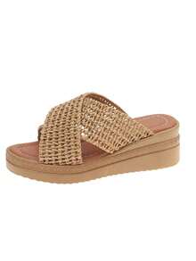 1 Pair Girls Platform Criss-Cross Woven Hollow Textured Fashion Beach Wedge Sandals - Brown - View 7