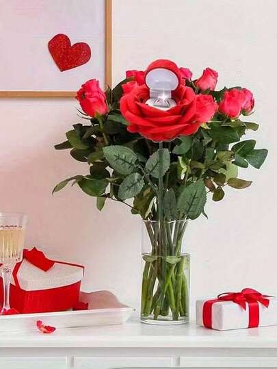 Flocked Rose-Shaped Ring Box, Artificial Roses,Jewelry Boxes,Earring Holder For Valentine's Day Gifts,Red Ring Box, Engagement & Anniversary Celebrations, Wedding Decor Jewelry Case,Jewellry Display Gift Boxes For Mother's Day Wedding Ring Box Ceremony Engagement Proposal Anniversary, 4-Season Use ,Perfect Gift For Ramadan, Eid, Valentine's Day, Christmas, Or Thanksgiving.