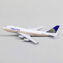 United Airlines Boeing 747 1/400 Scale Die-Cast Metal Aircraft Model (With Stand) - Perfect For Display, Collection & Aviation Enthusiasts As A Gift - White - View 7