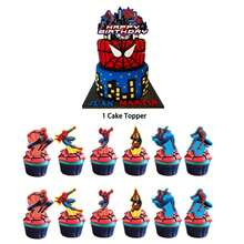 Spiderman Cake Decorations, Children's Birthday Cake Decorations Spiderman Birthday Party Gifts, Cake Decorations - Multicolor - View 12