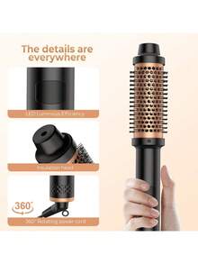 UKLISS 热风造型梳，1.5英寸加热圆梳，加热卷发梳，打造卷发蓬松造型，负温度，两档温度设置，玫瑰金 - 黑色 - 查看 10