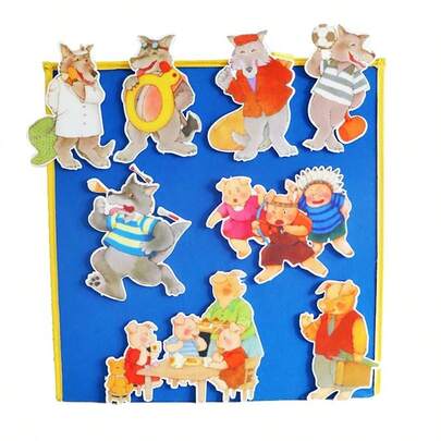 Quixorblex 8 Pieces/Set Felt Story Props, "Mr. Wolf Walks Away" Theme Cartoon Animal Felt Set, Safety Education Learning Aids, English Picture Book Storytelling And Creative Teaching Props, Youth Enlightenment Education Teacher Resources And Gift Option, For Home, School And Early Classroom