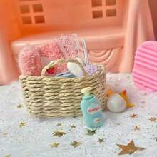 Bộ đồ trang trí phòng tắm mini gồm khăn tắm, bông tắm và xà phòng, mô hình kết hợp, vật trang trí, đạo cụ chụp ảnh cảnh phòng tắm thu nhỏ, thích hợp làm quà tặng ngày lễ. - Nhiều màu - Xem 5