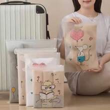 New Cute Animal Pattern Clothing & Shoes Travel Storage Bag Set - Wardrobe Organizer Tool, Car Storage Essential, Transparent Frosted Thickened PE Zipper Bag, Multi-Purpose Luggage, Clothing, Underwear, Shoes Organizer Bag, Suitable For Business Travel, Tourism, School, Hospital And Daily Use ,Travel Essential Bag - Multicolor - View 10