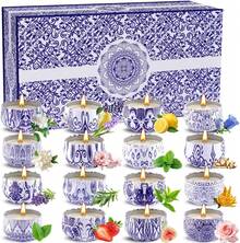 Velas Aromáticas de Soja 100% Pura - Juego de 16 en Lata con Diferentes Aromas para Relajación, Meditación y Yoga - Regalo para Mujer en Cumpleaños o Aniversario - Rojo - Ver 1