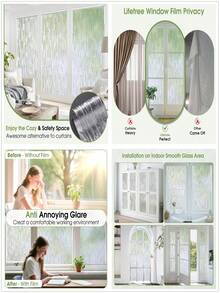1卷装，宽度可选30/45/60/90厘米，隐私窗膜，自粘式隐私膜，不透明，无需胶水，防紫外线，装饰性彩色玻璃膜，窗帘，磨砂窗膜 - 彩色 - 查看 33