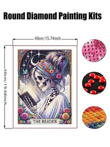 Skull Diamond Art Kits For Adults, 5D Skeleton Diamond Painting Kits For Beginner, DIY Gem Art Dots For Adults, Perfect For Home Wall Decor - Multicolor - View 4