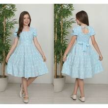 Krica Kids - Children's Midi Dress With Princess Heart Sleeves For Parties, Sizes 10 To 16 - 淺藍色 - 查看 2