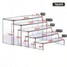 1个/3个/4个/5个装亚克力展示架，透明产品支架，纸杯蛋糕架，甜点展示架，糖果架，可调节亚克力增高架，可扩展多层展示架，桌面展示架，适用于收藏品、甜点、小型摆件展示和桌面收纳，办公和宿舍用品，家居收纳，房间装饰，厨房配件，圣诞礼物 - 無色 - 查看 6