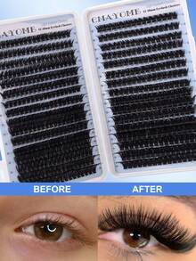 640/608/544片D型卷翘簇状假睫毛套装，包含胶水、胶水封层、镊子、睫毛刷，新手友好，逼真便携，DIY分段式假睫毛套装，含胶水、睫毛辅助器、睫毛刷，打造柔软自然的睫毛效果，柔软蓬松的混合款假睫毛，在家轻松DIY，持久眼妆，使用方便。 - 彩色 - 查看 10