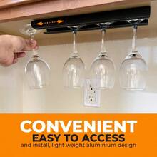 1pc Aluminum Wine Glass Rack, Under Cabinet Stemware Holder, Hanging Goblet Storage Organizer, Wine Glass Holder Suitable For Bar, Kitchen, Cabinet - Multicolor - View 6