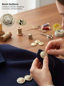 20pcs Vintage Gold Floral Plastic Buttons, High-End Coat, Jacket, Sweater, DIY Sewing Buttons