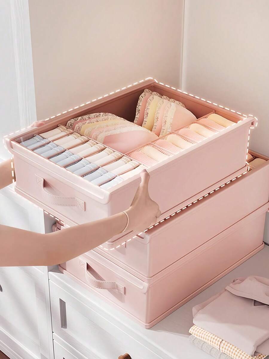 Hộp đựng đồ lót gấp gọn 3 trong 1, có ngăn chia tiện dụng để đựng áo ngực, tất, cà vạt, khăn quàng cổ, phụ kiện tủ quần áo phòng ngủ, vật dụng cần thiết cho mùa tựu trường.