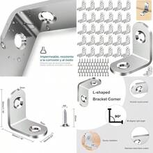 XISH Soportes de Esquina en L metal 30 pack Soportes de Acero Inoxidable para Estantes 90 Grados con Tornillos Soporte de Esquina de Metal Soporte de Angulo Recto Pequeño Repisas Flotantes 30mm - 50 - Ver 6