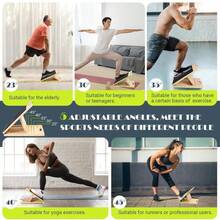 Adjustable Portable Wooden Slant Board For Calf Stretching - 300 Lbs Weight Capacity Foldable Calf Stretcher Board With 4-Level Smart Angles For Leg Exercises Squats Calf Stretching And Physical Therapy Home Fitness Equipment Home Gym Equipment - A - 查看 6