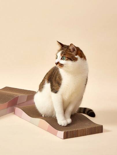 PETSIN 1pc Corrugated Cardboard Cat Scratch Board, Suitable For Cat To Grind Claws And Relieve Stress
