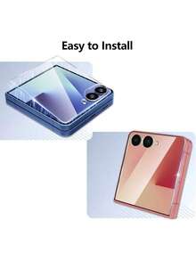 适用于三星 Galaxy Z Flip 7 的钢化玻璃屏幕保护膜（2 片装），触控灵敏，防刮擦，无气泡，兼容手机壳。 - 無色 - 查看 7