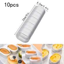 10pcs Anodized Aluminum Oval Mini Cheesecake Molds, Oval/Round/Baking Rings, Suitable For Japanese Souffle Cheesecake And Cookie Cutting, Cookie Molds, Silver Baking Tools - Silver - View 5
