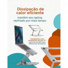 Suporte Notebook Dobrável Portátil em Alumínio Ajustável Leve Antiderrapante até 10kg - Multicolorido - Visão 4