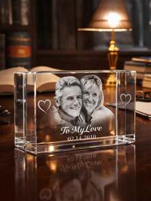 1 Customized 3D Crystal Photo Decoration For Couples – Laser-Engraved Photos, Perfect For Anniversaries, Valentine's Day, Birthdays, Or Wedding Anniversaries. A Romantic And Personalized Gift To Create Lasting Memories And Delight Your Beloved With The Most Special Surprise. - Black and White - View 3