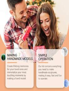 DOWMOO 3D手脚印石膏模具套装，DIY手工礼品套装，情侣3D手脚印石膏模具套装，石膏粉，DIY手脚模具套装，家居装饰佳品，情人节礼物，结婚纪念日礼物，创造永恒回忆，爱与纪念，适合周年纪念日、情人节、所有季节