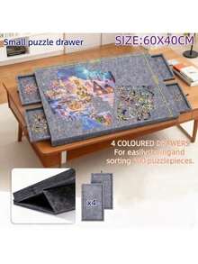 Large Puzzle Board Set | Includes Sorting Tray | Compatible With 500-600 Piece Puzzles | Foldable Design For Easy Storage | Perfect Workstation For Puzzle Enthusiasts - Dark Grey - View 6