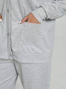 CZRLHYT Women's Casual Solid Color Top And Pants 2 Pieces Set Grey Two Pieces Set Long Sleeve Sweatshirt And Loose Casual Pants Autumn Winter Fall Cloth For Women - Light Grey - View 8