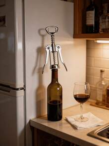 “多功能葡萄酒开瓶器 - 便携式不锈钢螺旋开瓶器，适用于家庭晚餐、野餐和派对，葡萄酒爱好者易于使用” - 銀色 - 查看 7