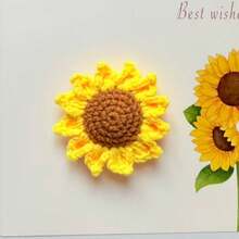 1 件手工钩编盆栽，郁金香/向日葵/心形花桌面装饰，针织玫瑰花，勿忘我盆栽礼物，人造花桌面装饰，派对礼物