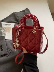 1 Bolsa feminina versátil e moderna, com bordado de losangos, ideal para viagens, encontros e presentes. - Vermelho - Ver 6