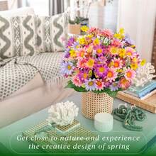 4pcs/Set Artificial Daisy, Wild Flower And Lavender Bouquet - Realistic Petals And Leaves Mimic Real Garden Flowers, Vibrant Faux Floral Decor, Suitable For Indoor/Outdoor Home Garden Tabletop, Valentine's Day Gift - Multicolor - View 4