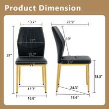 MUUOKY Modern Dining Chair Set Of 6, Faux Leather Upholstered Dining Room Chairs With High Back And Sturdy Metal Legs, Armless Kitchen Chairs With Comfortable Padded Seat, Perfect For Dining Room, Kitchen, Living Room, Or Apartment, Easy To Clean And Assemble, Ideal For Holiday Meals, Thanksgiving, Christmas And Home Decor - 黑色+金色 - 查看 5