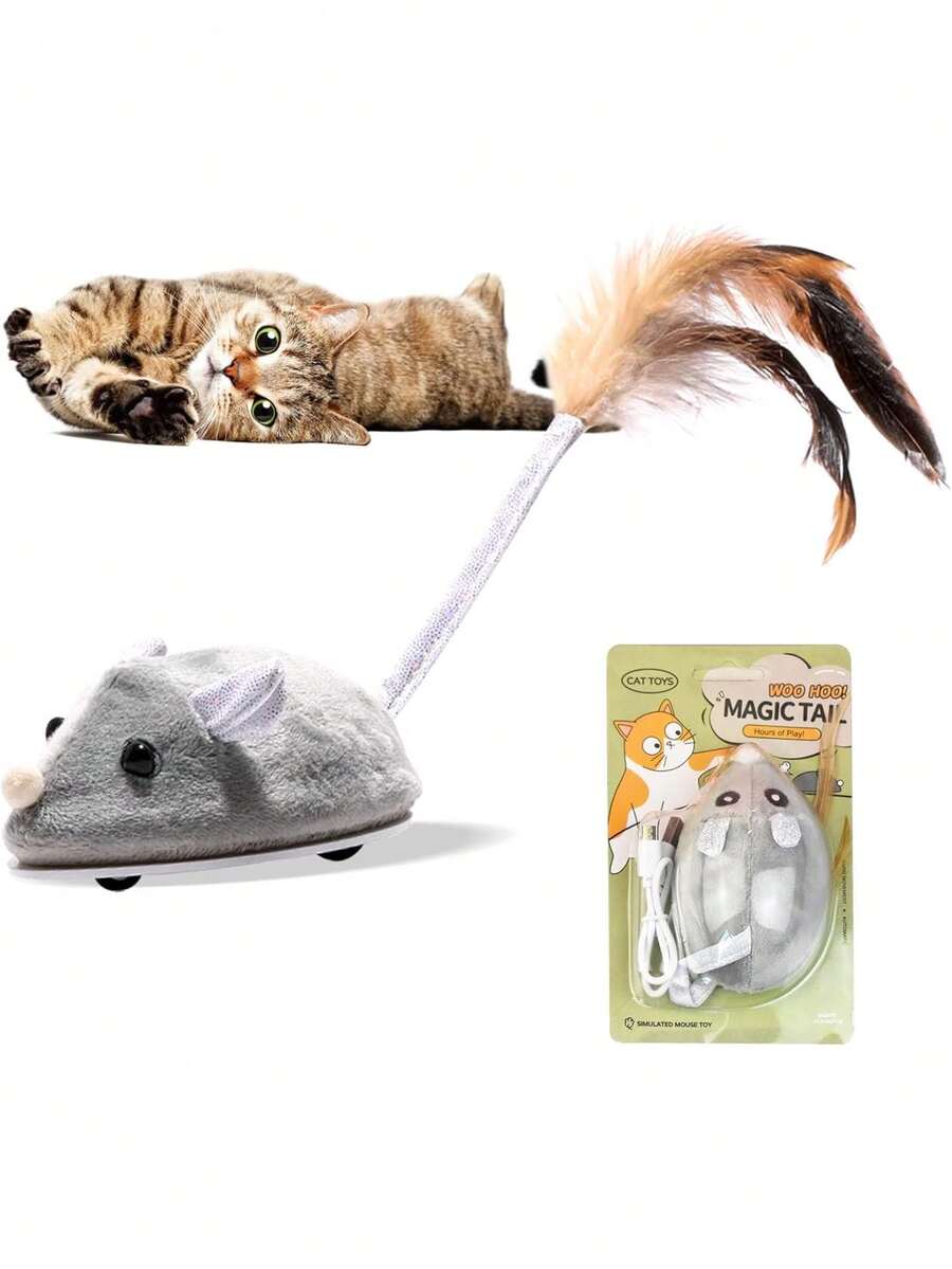 Juguete de Ratón en Movimiento Automático,Ratón Mini Inteligente Juguete para Gatos USB Recargable,Juguete eléctrico para Gatos,36693432 - Multicolor - Ver 1